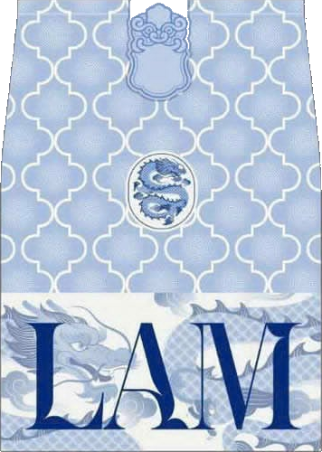 Gói cà phê LAM Máy Medium Honey với hoạ tiết long vân men lam